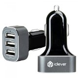 iClever Charger iClever Intelligent 3-Port 66A 33W Premium Aluminum USB Car Charger with SmartID Technology for iPhone 6  6 Plus iPad Air 2  Mini 3 Galaxy S6  S6 Edge and More