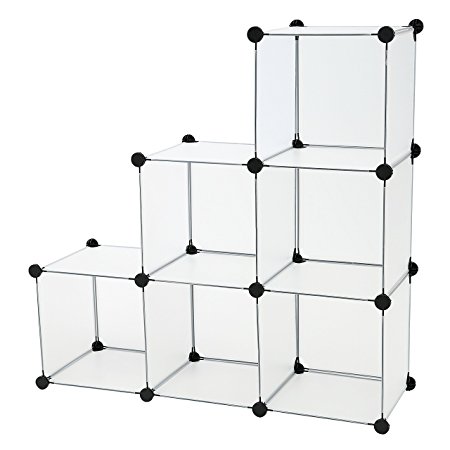 C&AHOME - DIY Bookcase Media Storage Standing Shelf Storage Cabinet Cube of 6, Semitransparent