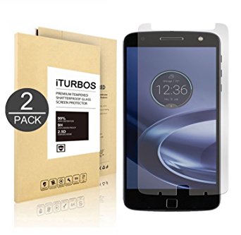 [2-Pack] Motorola Moto Z Force Droid Tempered Glass Screen Protector, iTURBOS Anti-Scratch, Anti-Fingerprint, Bubble Free, Lifetime Replacement Warranty