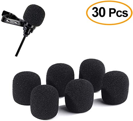 FEPITO 30 Pack Mini Size Microphone Windscreen Microphone Foam Covers for Lavalier Lapel Headset Mic Wireless Microphones