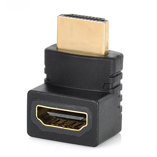 Conwork 270 Degree Right and 90 Degree Left Vertical Flat HDMI Male to HDMI Female Connector Adapter Coupler Combo