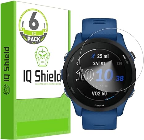 IQShield Screen Protector Compatible with Garmin Forerunner 255/ Forerunner 255 Music 46mm (Not for Forerunner 255s) (6-Pack) Anti-Bubble Clear TPU Film