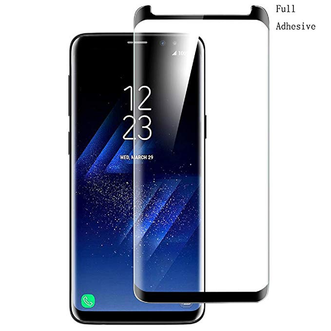 Galaxy S9 Plus Full Adhesive Tempered Glass Film, 3D Touch Compatible Full Coverage Anti-Scratch 9H Hardness Ultra HD Clear Screen Protector for Samsung Galaxy S9 Plus