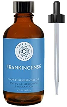 Frankincense Essential Oil for Diffuser and Skin, Stress Relief, Meditation and Yoga, by Pure Body Naturals, 4 Ounce (Label Varies)