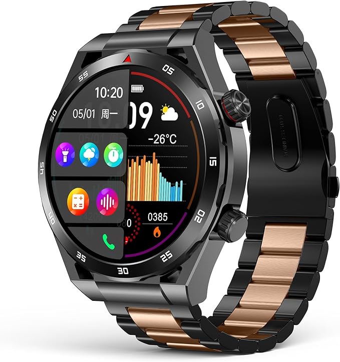 Smart Watch, Smart Watch with Bluetooth Call, Fitness Watch with Blood Pressure/HR/Sleep, 1.39" HD Smartwatch for Men Women, IP67 Waterproof for Android iOS, Glod Metal