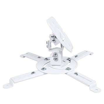 DYNAVISTA Full Motion Universal Projector Ceiling Mount Bracket with Adjustable Extendable Arms Rotating Swivel Tilt and Low Profile Mount for Home and Office Projector (White)