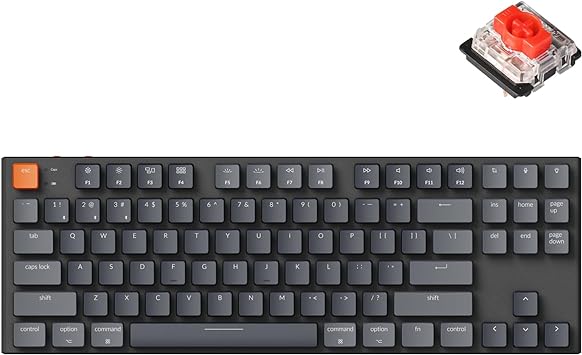 Keychron K1 Wireless Mechanical Keyboard, Tenkeyless Layout Ultra-Slim Bluetooth/Wired RGB Backlit 87 Keys with Gateron Low-Profile Red Switch Compatible with Mac Windows - Version 5