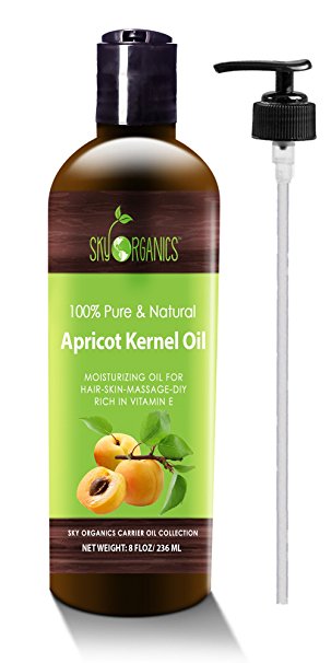 Apricot Kernel Oil by Sky Organics - 100% Pure, Natural & Cold-Pressed Apricot Oil - Ideal for Massage , Cooking and Aromatherapy- Rich in Vitamin A - 8oz