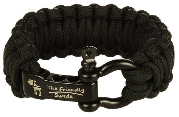 The Friendly Swede Premium Paracord Survival Bracelet with Stainless Steel Bow Shackle Adjustable Size Fits 6- 7 15-18 cm Wrists
