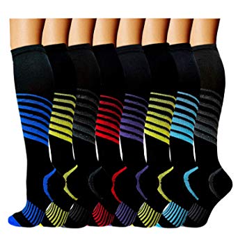 Compression Socks (8 pairs) For Women & Men 15-20mmHg - Best Medical,Running,Nursing,Hiking,Recovery & Flight Socks