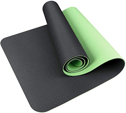 SKL Yoga Mat Non Slip, 1/4 inch Extra Thick TPE Yoga Mats Eco Friendly Fitness Exercise Mat Workout Mat for Hot Yoga, Pilates and Floor Exercises(Reversible Dual Color)