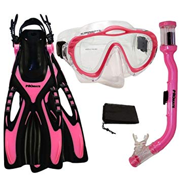 Promate Junior Snorkeling Scuba Dive PURGE Mask DRY Snorkel Fins Gear Set for kids/ SCS0057