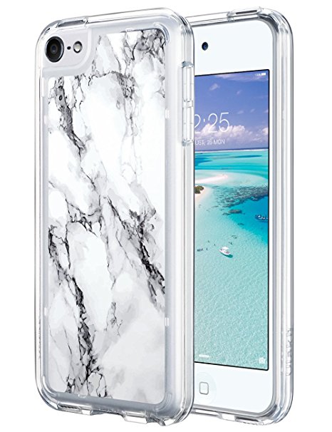 iPod Touch 6 Case,iPod 6 Case Marble,ULAK iPod Touch 6 CLEAR Case SLIM Anti-Scratch Flexible Soft TPU Bumper PC Back Hybrid Shockproof Protective Case for Apple iPod Touch 5/6th-Marble Pattern