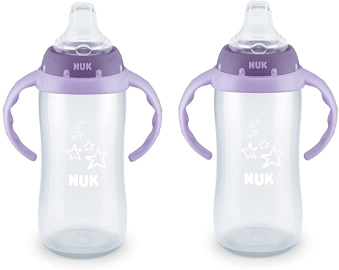 NUK Learner Cup, 10 Ounce, 2 Pack (Tritan Purple Star)