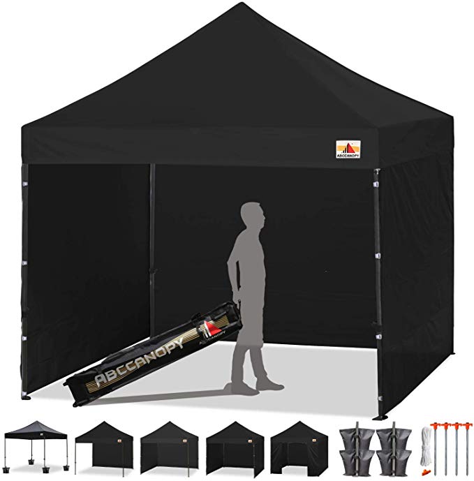 ABCCANOPY Pop-up Canopy Tent 8x8 Commercial Instant Tents Outdoor Canopies Easy to Set Up with 3 Side Walls and 1 Door Wall,Bonus Roller Bag, 4 Sandbags and Stakes(30  Multi Colors)