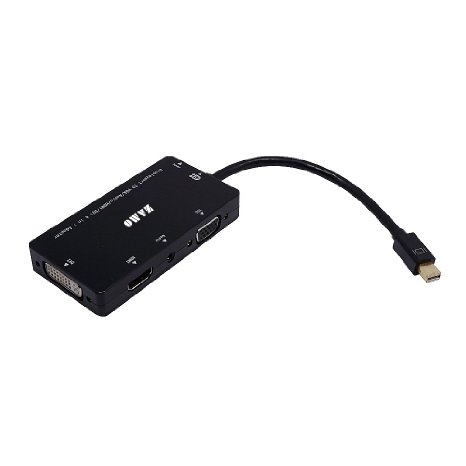 ZAMO Gold Plated Mini DisplayPort (ThunderboltTM Port Compatible) to HDMI/VGA/DVI Male to Female 4-in-1 cable Adapter in Black Support audio for VGA Port
