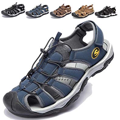 KIIU Mens Closed Toe Sandals Sport Hiking Sandal Athletic Walking Sandals Fishermen Outdoor