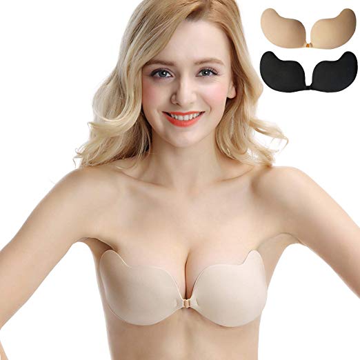 Muryobao Version Women's Sticky Strapless Self Adhesive Backless Silicone Bra (2 Pack FBA)