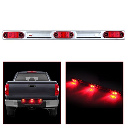 CCIYU Red 3 Light 6 LED Clearance ID Bar Indicator Sealed Waterproof Stainless Steel Light Bar For Trailer Bus Truck Boat (1 Pack Red Light Bar)