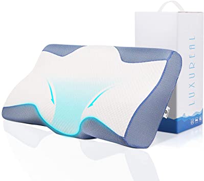 Faireach Memory Foam Pillow, Cervical Neck Pillow for Side Back Stomach Sleepers, Bed Orthopedic Pillows for Neck and Shoulder Pain with Removable Pillowcase