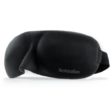 Restoration Lightweight and Comfortable Contoured Sleep Mask Including Moldex Ear Plugs - The Perfect Eye Mask for Bedtime Meditation Napping and Travel