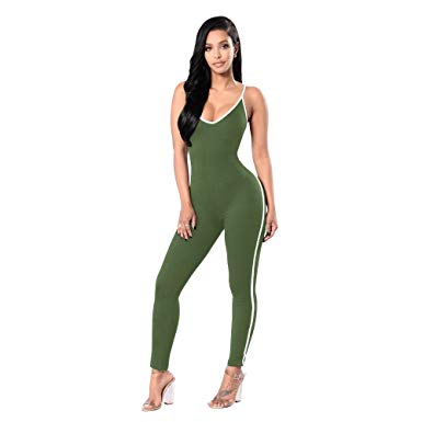 Dreamskull Women's Sexy Bodycon Catsuit Spaghetti Strapped Jumpsuit V Neckline Bodysuit One Piece Rompers,6 Colors