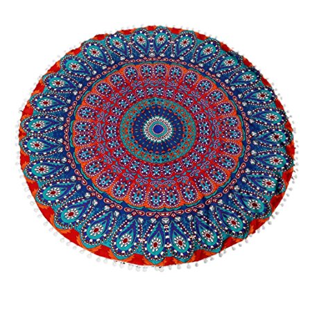 Creazy® Large Mandala Floor Pillows Round Bohemian Meditation Cushion Cover (Color D)