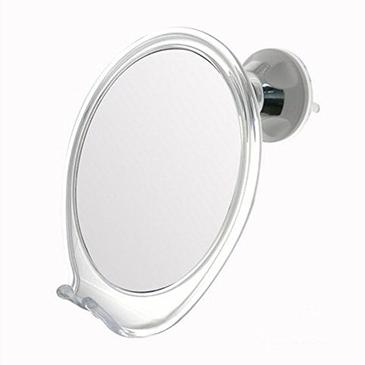 No Fog Shower Mirror with Rotating, Locking Suction | Adjustable Arm for Easy Positioning | Best Personal Mirror for Shaving You Will Ever Buy! Ideal Travel Mirror (2x)