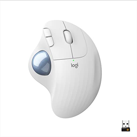 Logitech ERGO M575 Wireless Trackball Mouse, Easy thumb control, Precision and smooth tracking, Ergonomic comfort design, Windows/Mac, Bluetooth, USB - Off White