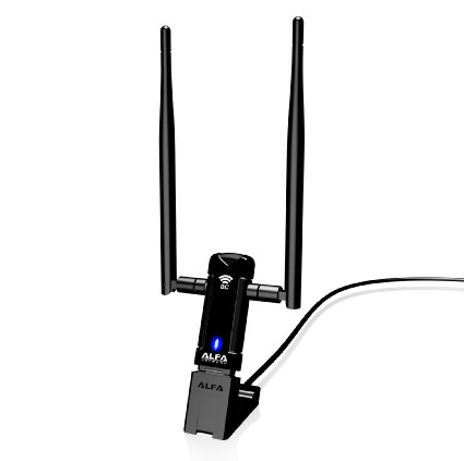Alfa Network AWUS036AC Long-Range Dual-Band AC1200 Wireless USB 3.0 Wi-Fi Adapter w/2x 5dBi Removable External Antennas for Extreme Distance Connections - 2.4GHz 300Mbps / 5Ghz 867Mbps - USB Cradle Dock Included - Standard's 802.11a, 802.11b, 802.11g, 802.11N, 802.11ac