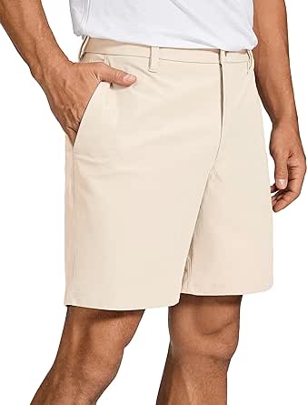 CRZ YOGA Men's All Day Comfy Golf Shorts - 7" Stretch Lightweight Casual Work Flat Front Shorts with Pockets