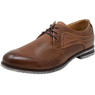 alpine swiss Double Diamond Men’s Saffiano Leather Lace-Up Oxford Dress Shoes