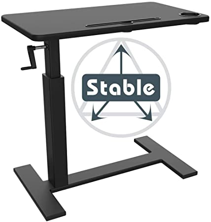 Balee Crank Height Adjustable Table Sit-Stand Laptop Computer Desk Non Tilt Top Overbed Table