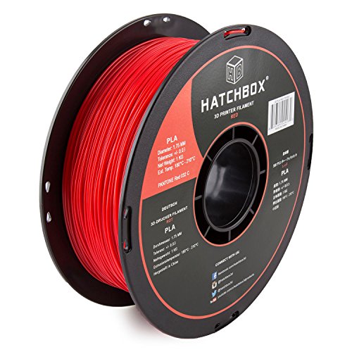HATCHBOX 3D PLA-1KG1.75-RED PLA 3D Printer Filament, Dimensional Accuracy  /- 0.05 mm, 1 kg Spool, 1.75 mm, Red