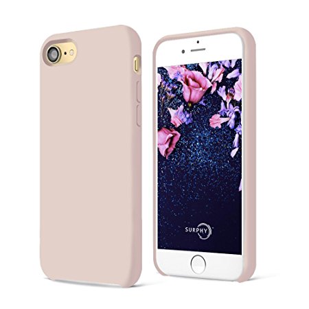 iPhone 7 Case,SURPHY Liquid Silicone Gel Rubber iPhone 7 Shockproof Case with Soft Microfiber Cloth Lining Cushion 4.7 inches,Baby Pink