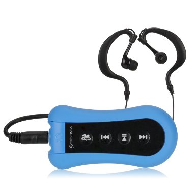 Sigoma 4GB Waterproof Mp3 music player with water resistant Headphones,FM Radio, Clip design for Swimming, Running, Diving, GYM, Outwork, Winter Sports (Blue)