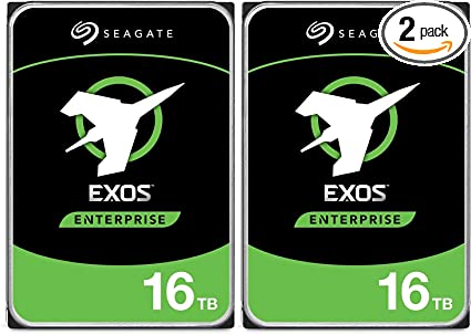 Seagate 16TB HDD Exos X16 7200 RPM 512e/4Kn SATA 6Gb/s 256MB Cache 3.5-Inch Enterprise Hard Drive (ST16000NM001G) 2 Pack