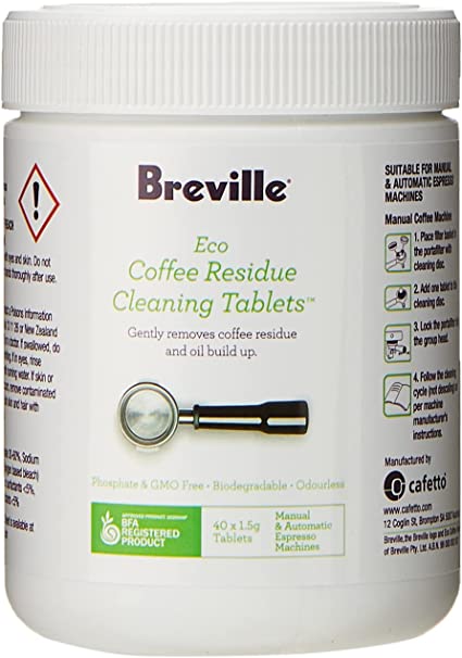 Breville Eco Coffee Residue Cleaner, 40 Pack, Clear, BES013CLR