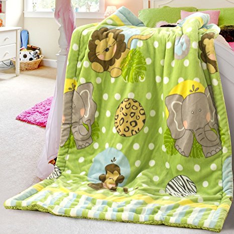 New Baby Size Super Soft Blanket Hight Quality 100% Polyester Animal Cartoon Bed Plush Throws the Zoo 39" X 51"