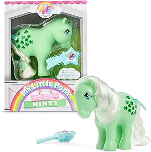 My Little Pony, 40th Anniversary 4-Inch Minty, Original 1983 Collection, Long, Brushable Mane and Tail, Action Figure, Great for Kids, Toddlers, Girls, Ages 4