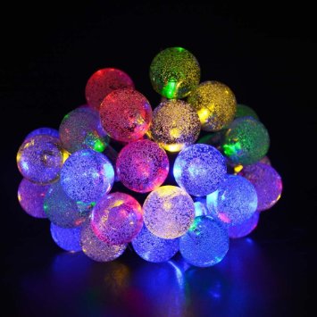 ANNT Solar Outdoor String Lights 20ft 30 LED Warm White Crystal Ball Solar Powered Globe Fairy Lights for Garden Fence Path Landscape Decoration waterproof 30 LED Multi color