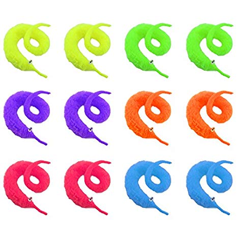 Neworkg 12pcs Magic Worm Toys Wiggly Twisty Fuzzy Carnival Party Favors(Random Color)