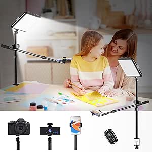 Upgrade Ring Light Lamp Overhead Phone Camera Mount,Evershop 23W 12” Full Ring Light with Stand and Phone Holder,Ring Light Tripod Desk 2300-7000K Dimmable Selfie Light for Video,Photo,YouTube,Tiktok