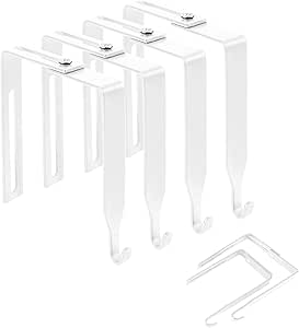 4 Pack Adjustable Cubicle Hooks Metal Over The Door Mirror Hooks Cubicle Hangers Universal Door Hangers for Hats, Fit Panels with 1.4" to 3.5" Thickness (White)