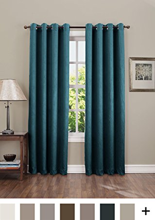 Sun Zero Leighton Crushed Energy Efficient Curtain Panel, 50" x 63", Teal