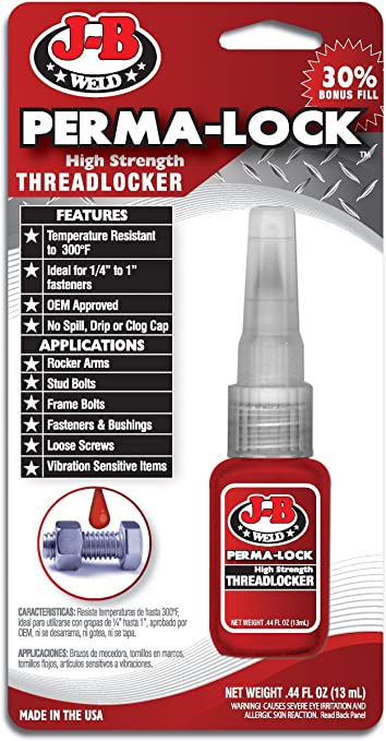 J-B Weld 27113 Perma-Lock High Strength Threadlocker - Red - 13 ml