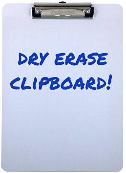 Clipboard Dry Erase Surface Low Profile Clip Whiteboard Single (Pack of 1)