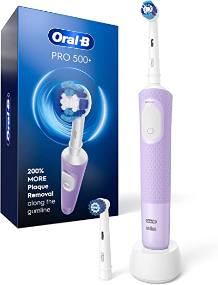 Oral B Pro 500   Electric Toothbrush with (2) Brush Head, Rechargeable, Lilac, Purple