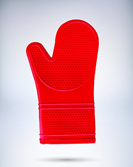 The Original GORILLA GRIP Non-Slip Silicone Oven Mitt, Red -Single Oven Mitt