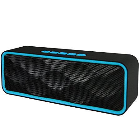 Wireless Bluetooth Speaker, iGearPro Outdoor Stereo Speaker with HD Audio and Enhanced Bass, Built-In Dual Driver Speakerphone, Bluetooth 4.0, Handsfree Calling, FM Radio and TF Card Slot (Blue)